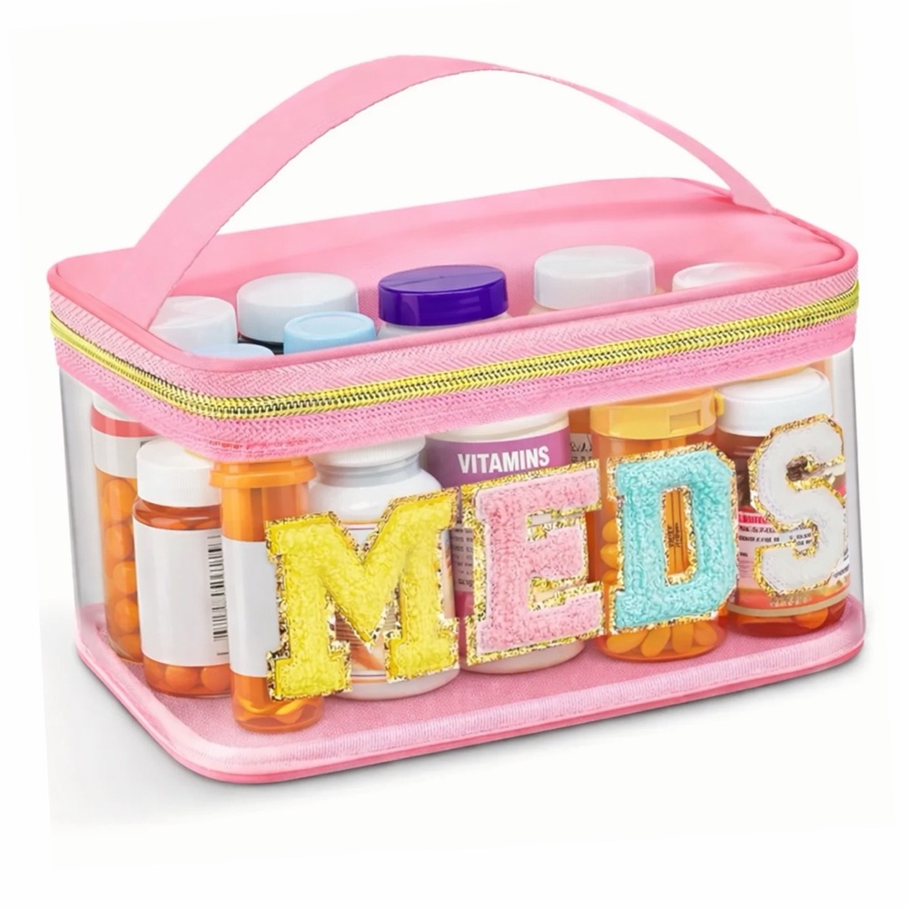 Travel Medicine Bag with Chenille Varsity Letters and Handle